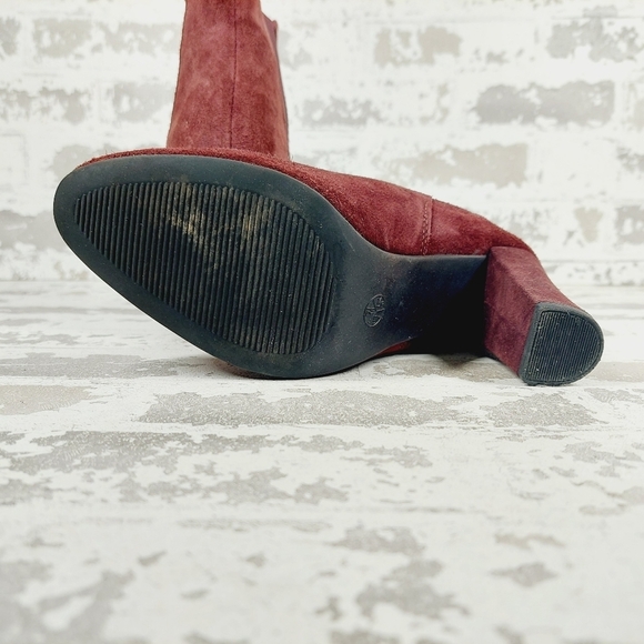 Esmara by Heidi Klum Burgundy Red Block Heel Elastic Gore Ankle Boots C110 - Picture 8 of 12